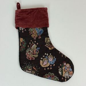 Vintage Tapestry & Velvet Christmas Stocking